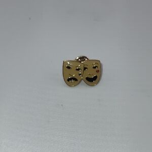 Authentic Burberry Gold Comedy and Tragedy Mask Pin